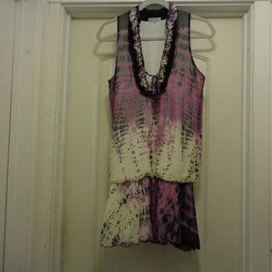 VELVET TOUCH BOHO TYE DYE RUFFLES FLOUNCE SHORT DRESS M